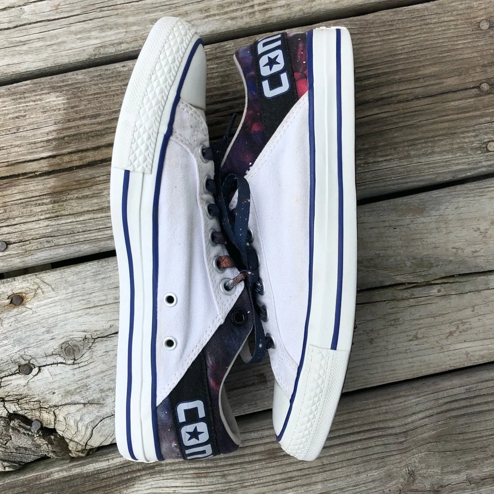 - Converse Sz 10 White/Galaxy Converse All-Stars! NEW GALAXY LACES! EUC! - Picture 4 of 14